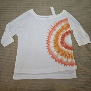 Live Well Active Boho Tie-Dye Cold Shoulder Top